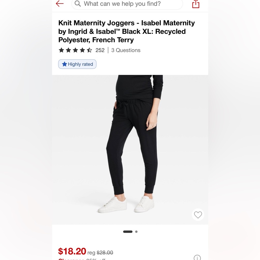 Women's Black Maternity Jogger Pants